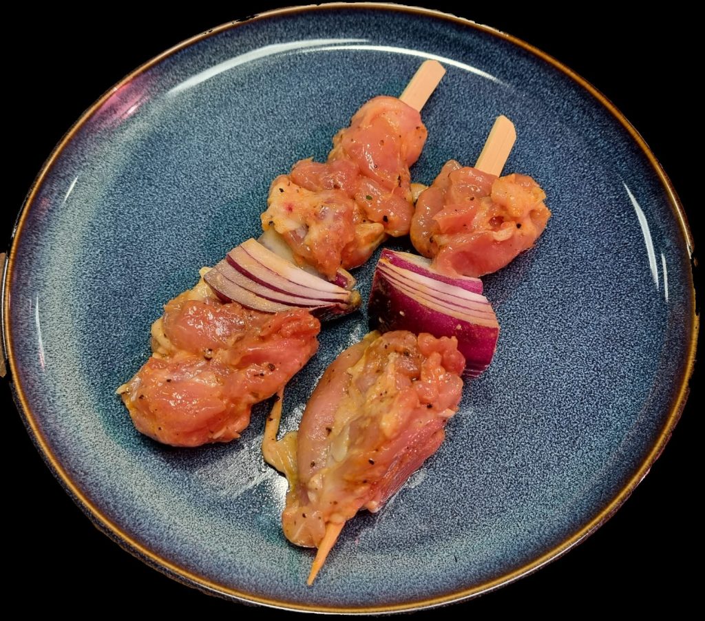 Kip spies met rode ui, mosterd marinade